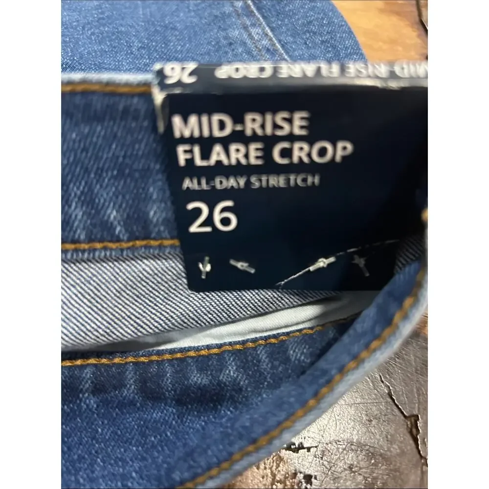 J.Crew Mid-Rise Flare Crop Jeans Women’s Size 26 All-Day Stretch Denim